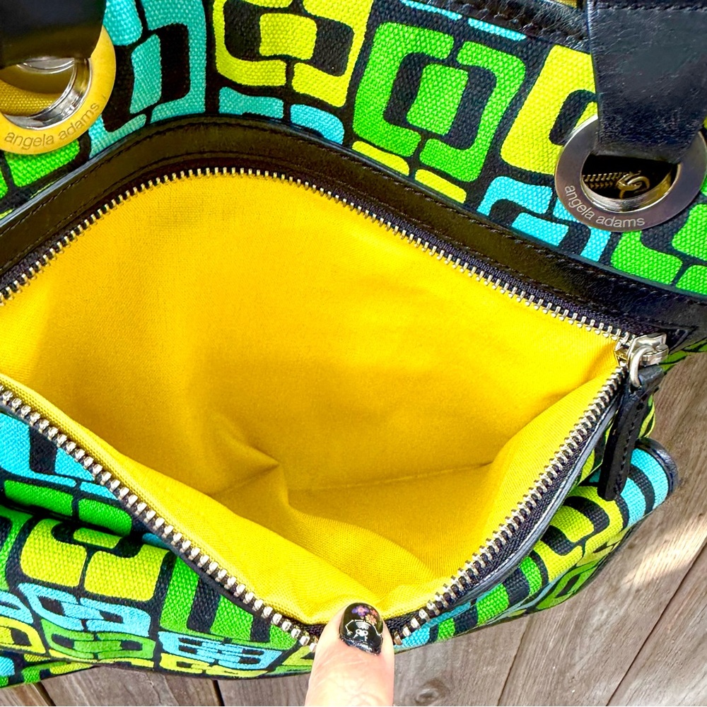 Angela Adams Geometric Patterned Tote Bag - Green and Blue - Picture 5 of 8